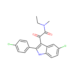 CCN(C)C(=O)C(=O)c1c(-c2ccc(Cl)cc2)[nH]c2ccc(Cl)cc12 ZINC000040866078