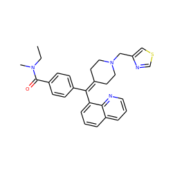 CCN(C)C(=O)c1ccc(C(=C2CCN(Cc3cscn3)CC2)c2cccc3cccnc23)cc1 ZINC000073199581