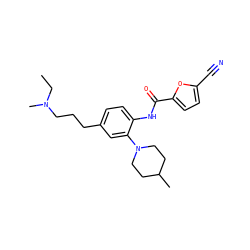 CCN(C)CCCc1ccc(NC(=O)c2ccc(C#N)o2)c(N2CCC(C)CC2)c1 ZINC000146948995