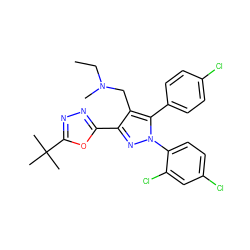 CCN(C)Cc1c(-c2nnc(C(C)(C)C)o2)nn(-c2ccc(Cl)cc2Cl)c1-c1ccc(Cl)cc1 ZINC000040421987