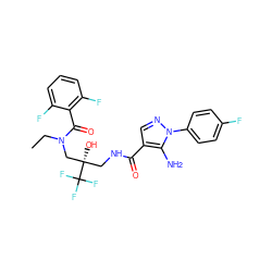 CCN(C[C@@](O)(CNC(=O)c1cnn(-c2ccc(F)cc2)c1N)C(F)(F)F)C(=O)c1c(F)cccc1F ZINC000043178318