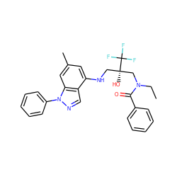 CCN(C[C@@](O)(CNc1cc(C)cc2c1cnn2-c1ccccc1)C(F)(F)F)C(=O)c1ccccc1 ZINC000043078732