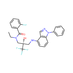 CCN(C[C@@](O)(CNc1cccc2c1cnn2-c1ccccc1)C(F)(F)F)C(=O)c1ccccc1F ZINC000043070707