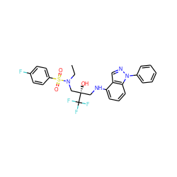 CCN(C[C@@](O)(CNc1cccc2c1cnn2-c1ccccc1)C(F)(F)F)S(=O)(=O)c1ccc(F)cc1 ZINC000043068406