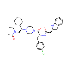 CCN(C[C@@H](C1CCCCC1)N1CCN(C(=O)[C@@H](Cc2ccc(Cl)cc2)NC(=O)C[C@@H]2Cc3ccccc3N2)CC1)C(C)=O ZINC000036284799