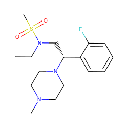 CCN(C[C@H](c1ccccc1F)N1CCN(C)CC1)S(C)(=O)=O ZINC000028528718