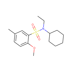 CCN(C1CCCCC1)S(=O)(=O)c1cc(C)ccc1OC ZINC000004197529