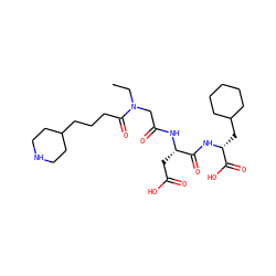 CCN(CC(=O)N[C@@H](CC(=O)O)C(=O)N[C@H](CC1CCCCC1)C(=O)O)C(=O)CCCC1CCNCC1 ZINC000013780058