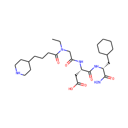 CCN(CC(=O)N[C@@H](CC(=O)O)C(=O)N[C@H](CC1CCCCC1)C(N)=O)C(=O)CCCC1CCNCC1 ZINC000026503459