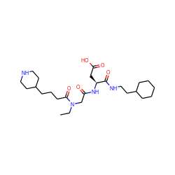 CCN(CC(=O)N[C@@H](CC(=O)O)C(=O)NCCC1CCCCC1)C(=O)CCCC1CCNCC1 ZINC000013780063