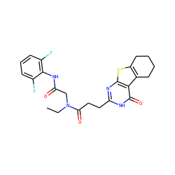 CCN(CC(=O)Nc1c(F)cccc1F)C(=O)CCc1nc2sc3c(c2c(=O)[nH]1)CCCC3 ZINC000012946880