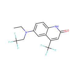 CCN(CC(F)(F)F)c1ccc2[nH]c(=O)cc(C(F)(F)F)c2c1 ZINC000014968263