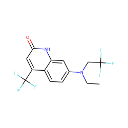 CCN(CC(F)(F)F)c1ccc2c(C(F)(F)F)cc(=O)[nH]c2c1 ZINC000014968329