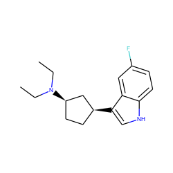 CCN(CC)[C@@H]1CC[C@H](c2c[nH]c3ccc(F)cc23)C1 ZINC000034125149