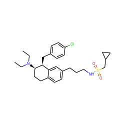 CCN(CC)[C@@H]1CCc2ccc(CCCNS(=O)(=O)CC3CC3)cc2[C@@H]1Cc1ccc(Cl)cc1 ZINC000199683059