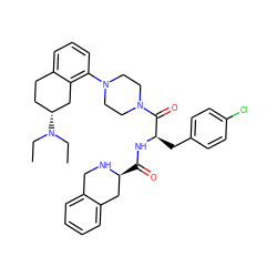 CCN(CC)[C@@H]1CCc2cccc(N3CCN(C(=O)[C@@H](Cc4ccc(Cl)cc4)NC(=O)[C@H]4Cc5ccccc5CN4)CC3)c2C1 ZINC000003980204