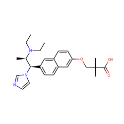 CCN(CC)[C@H](C)[C@@H](c1ccc2cc(OCC(C)(C)C(=O)O)ccc2c1)n1ccnc1 ZINC000040564992