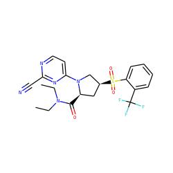 CCN(CC)C(=O)[C@@H]1C[C@H](S(=O)(=O)c2ccccc2C(F)(F)F)CN1c1ccnc(C#N)n1 ZINC000168451924