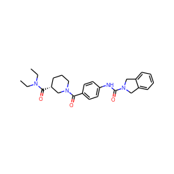 CCN(CC)C(=O)[C@@H]1CCCN(C(=O)c2ccc(NC(=O)N3Cc4ccccc4C3)cc2)C1 ZINC000166596690