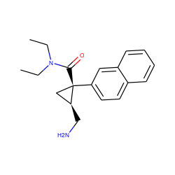 CCN(CC)C(=O)[C@]1(c2ccc3ccccc3c2)C[C@@H]1CN ZINC000028819393