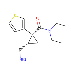 CCN(CC)C(=O)[C@]1(c2ccsc2)C[C@@H]1CN ZINC000028819397