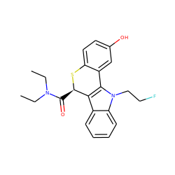 CCN(CC)C(=O)[C@H]1Sc2ccc(O)cc2-c2c1c1ccccc1n2CCF ZINC000096909185