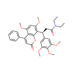 CCN(CC)C(=O)C[C@@H](c1cc(OC)c(OC)c(OC)c1)c1c(OC)cc(OC)c2c(-c3ccccc3)cc(=O)oc12 ZINC000017545899