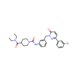 CCN(CC)C(=O)C1CCN(C(=O)Nc2cccc(Cn3nc(-c4cccc(Br)c4)ccc3=O)c2)CC1 ZINC000096909777