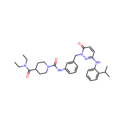 CCN(CC)C(=O)C1CCN(C(=O)Nc2cccc(Cn3nc(Nc4ccccc4C(C)C)ccc3=O)c2)CC1 ZINC000096909767