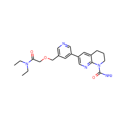 CCN(CC)C(=O)COCc1cncc(-c2cnc3c(c2)CCCN3C(N)=O)c1 ZINC001772650059