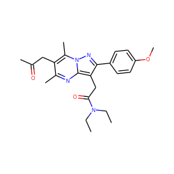 CCN(CC)C(=O)Cc1c(-c2ccc(OC)cc2)nn2c(C)c(CC(C)=O)c(C)nc12 ZINC000095588173