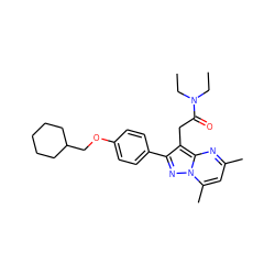 CCN(CC)C(=O)Cc1c(-c2ccc(OCC3CCCCC3)cc2)nn2c(C)cc(C)nc12 ZINC000299863196