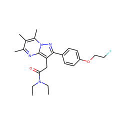 CCN(CC)C(=O)Cc1c(-c2ccc(OCCF)cc2)nn2c(C)c(C)c(C)nc12 ZINC000095586107