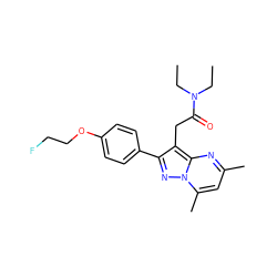 CCN(CC)C(=O)Cc1c(-c2ccc(OCCF)cc2)nn2c(C)cc(C)nc12 ZINC000040395766