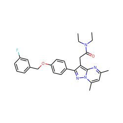 CCN(CC)C(=O)Cc1c(-c2ccc(OCc3cccc(F)c3)cc2)nn2c(C)cc(C)nc12 ZINC000299863894