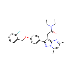 CCN(CC)C(=O)Cc1c(-c2ccc(OCc3ccccc3F)cc2)nn2c(C)cc(C)nc12 ZINC000299860626