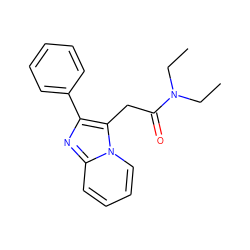 CCN(CC)C(=O)Cc1c(-c2ccccc2)nc2ccccn12 ZINC000013801067