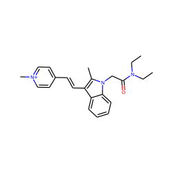 CCN(CC)C(=O)Cn1c(C)c(/C=C/c2cc[n+](C)cc2)c2ccccc21 ZINC000004932962