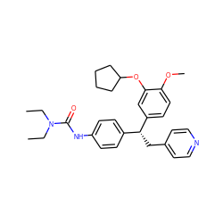 CCN(CC)C(=O)Nc1ccc([C@@H](Cc2ccncc2)c2ccc(OC)c(OC3CCCC3)c2)cc1 ZINC000013442021