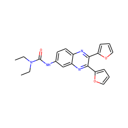 CCN(CC)C(=O)Nc1ccc2nc(-c3ccco3)c(-c3ccco3)nc2c1 ZINC000002859727