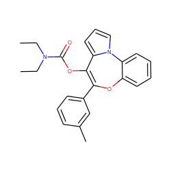 CCN(CC)C(=O)OC1=C(c2cccc(C)c2)Oc2ccccc2-n2cccc21 ZINC000013491315