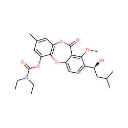 CCN(CC)C(=O)Oc1cc(C)cc2c1Oc1ccc([C@@H](O)CC(C)C)c(OC)c1C(=O)O2 ZINC000028463705