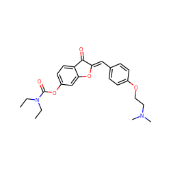 CCN(CC)C(=O)Oc1ccc2c(c1)O/C(=C\c1ccc(OCCN(C)C)cc1)C2=O ZINC000299858347