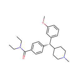 CCN(CC)C(=O)c1ccc([C@H](c2cccc(OC)c2)C2CCN(C)CC2)cc1 ZINC000013803491