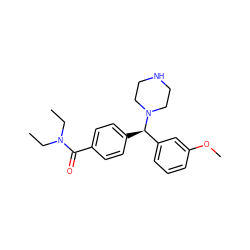 CCN(CC)C(=O)c1ccc([C@H](c2cccc(OC)c2)N2CCNCC2)cc1 ZINC000022450896