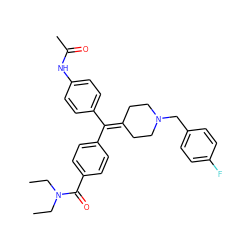 CCN(CC)C(=O)c1ccc(C(=C2CCN(Cc3ccc(F)cc3)CC2)c2ccc(NC(C)=O)cc2)cc1 ZINC000073198961