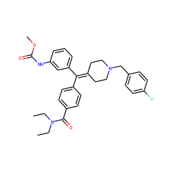 CCN(CC)C(=O)c1ccc(C(=C2CCN(Cc3ccc(F)cc3)CC2)c2cccc(NC(=O)OC)c2)cc1 ZINC000073198963