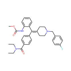 CCN(CC)C(=O)c1ccc(C(=C2CCN(Cc3ccc(F)cc3)CC2)c2ccccc2NC(=O)OC)cc1 ZINC000073198962