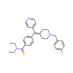 CCN(CC)C(=O)c1ccc(C(=C2CCN(Cc3ccc(F)cc3)CC2)c2ccncc2)cc1 ZINC000082149405