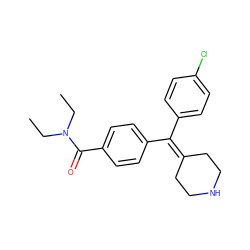 CCN(CC)C(=O)c1ccc(C(=C2CCNCC2)c2ccc(Cl)cc2)cc1 ZINC000013814319